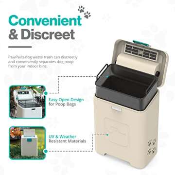 PawPail Pet Waste Station, Heavy Duty Outdoor Dog Poop Trash Can with Carbon Air Filter & DualVent O...