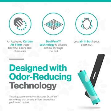 PawPail Pet Waste Station, Heavy Duty Outdoor Dog Poop Trash Can with Carbon Air Filter & DualVent Odor Control, UV & Weather Resistant | Includes 200 Pet Waste Bags