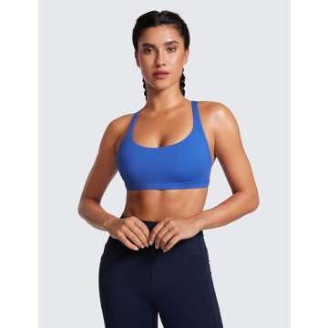 CRZ YOGA Strappy Sports Bras for Women - Criss Cross Back Wireless Padded Yoga Workout Cami Top