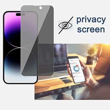 Ailun 2 Pack Privacy Screen Protector for iPhone 14 Pro [6.1 inch] + 2 Pack Camera Lens Protector,An...