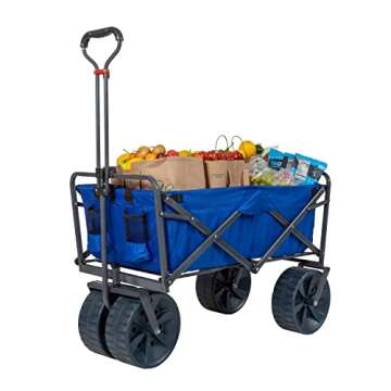MacSports Heavy Duty Folding Beach Wagon Cart in Blue