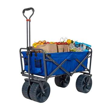 MacSports Heavy Duty Folding Beach Wagon Cart in Blue