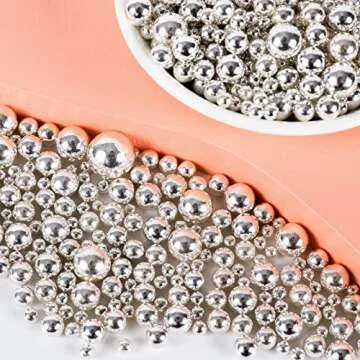 Kasvan Silver Pearl Sugar Sprinkles - Edible Candy Pearls 130g/4.58 Oz, Mix Size, Baking Cake Decora...
