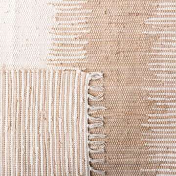 SAFAVIEH Montauk Collection Area Rug - 5' x 8', Beige, Handmade Fringe Cotton, Ideal for High Traffic Areas in Living Room, Bedroom (MTK752A)