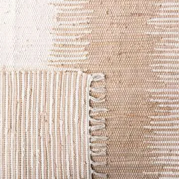 SAFAVIEH Montauk Collection Area Rug - 5' x 8', Beige, Handmade Fringe Cotton, Ideal for High Traffic Areas in Living Room, Bedroom (MTK752A)