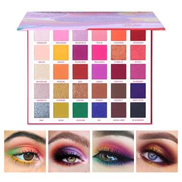 UCANBE Rainbow Eyeshadow Makeup Palette, 30 Colors High Pigmented Shimmer Matte Glitter Metallic Colorful Blendable Long Lasting Eyes Shadow Make Up Pallet Set