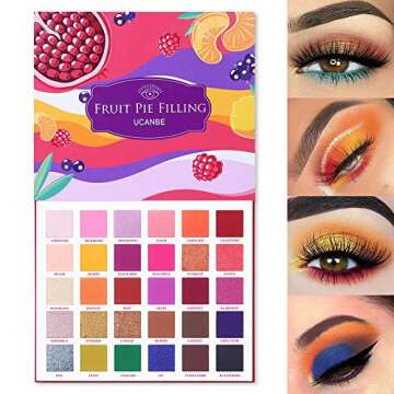 UCANBE Rainbow Eyeshadow Makeup Palette, 30 Colors High Pigmented Shimmer Matte Glitter Metallic Colorful Blendable Long Lasting Eyes Shadow Make Up Pallet Set