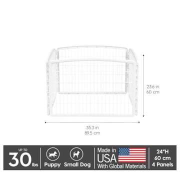 IRIS USA Dog Playpen, 4-Panel 24" Pet Playpen, Puppy Playpen, Indoor/Outdoor Dog Pen, 35 x 35 x 24, ...