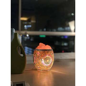 Mosa More Himalayan Salt Lamp Mosaic Glass Handmade (4LB) with Natural Night Light Turkish Style Purifying Air, Wellness, Meditation Included Original Pakistan Himalayan Crystal Salt Stones