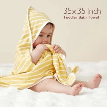 Momcozy Hooded Baby Towel, 2 Pack Baby Bath Towel Set with Large 35 X 35 Inch, Super Soft Cotton and Hooded Towel for Newborn, Toddler and Kid, Lemon Leaves