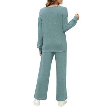 WIHOLL Sweatsuits for Women Set 2 Piece Oversized Matching Set Trendy Blue Green 2XL