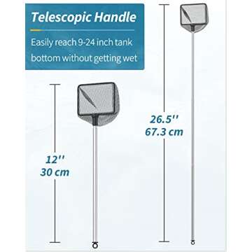 Pawfly 3 Inch Aquarium Fish Net with Telescopic Handle