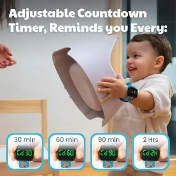 Potty Training Watch for Kids V2 – A Water Resistant Toilet Reminder Device for Boys & Girls to Train Your Toddler with Fun/Musical & Vibration Interval Reminder with Potty Training eBook (Dino)
