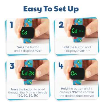 Potty Training Watch for Kids V2 – A Water Resistant Toilet Reminder Device for Boys & Girls to Train Your Toddler with Fun/Musical & Vibration Interval Reminder with Potty Training eBook (Dino)