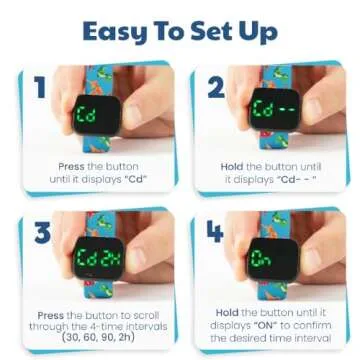 Potty Training Watch for Kids V2 – A Water Resistant Toilet Reminder Device for Boys & Girls to Train Your Toddler with Fun/Musical & Vibration Interval Reminder with Potty Training eBook (Dino)