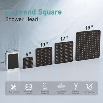 SR SUN RISE Luxury 16 Inch Extra Large Square Stainless Steel Shower Head High Pressure Rainfall Showerhead Ultra Thin Water Saving Oil Rubbed Bronze 2.5 Gpm