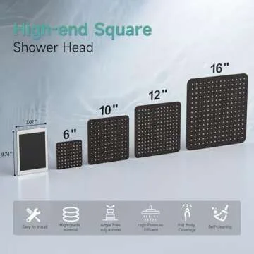 SR SUN RISE Luxury 16 Inch Extra Large Square Stainless Steel Shower Head High Pressure Rainfall Showerhead Ultra Thin Water Saving Oil Rubbed Bronze 2.5 Gpm
