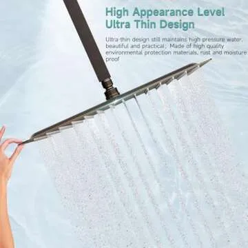SR SUN RISE Luxury 16 Inch Extra Large Square Stainless Steel Shower Head High Pressure Rainfall Showerhead Ultra Thin Water Saving Oil Rubbed Bronze 2.5 Gpm