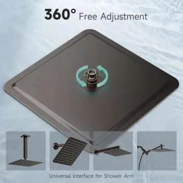 SR SUN RISE Luxury 16 Inch Extra Large Square Stainless Steel Shower Head High Pressure Rainfall Showerhead Ultra Thin Water Saving Oil Rubbed Bronze 2.5 Gpm