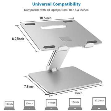 B-Land Laptop Stand, Ergonomic Adjustable Laptop Holder Laptop Riser Aluminum Notebook Computer Hold...