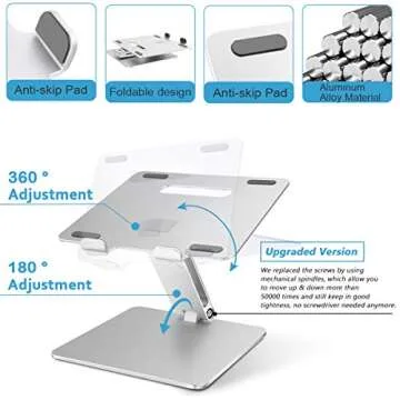 B-Land Laptop Stand, Ergonomic Adjustable Laptop Holder Laptop Riser Aluminum Notebook Computer Holder Stand Compatible with MacBook, Air, Pro, Dell XPS, Samsung, Lenovo, Alienware All Laptops 10-17"