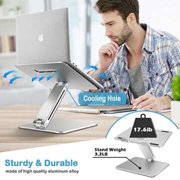 B-Land Laptop Stand, Ergonomic Adjustable Laptop Holder Laptop Riser Aluminum Notebook Computer Holder Stand Compatible with MacBook, Air, Pro, Dell XPS, Samsung, Lenovo, Alienware All Laptops 10-17"