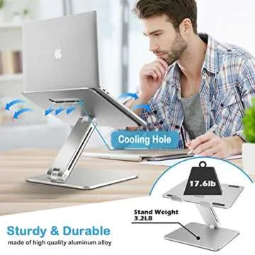 B-Land Laptop Stand, Ergonomic Adjustable Laptop Holder Laptop Riser Aluminum Notebook Computer Holder Stand Compatible with MacBook, Air, Pro, Dell XPS, Samsung, Lenovo, Alienware All Laptops 10-17"