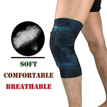 HiRui Knee Pad, Knee Brace Knee Support, Honeycomb Crashproof Football Basketball Kneepad, Compression Leg Sleeves for Running Cycling Pain Relief, Kids Youth Women Men ((Single) Blue Spot, XL)