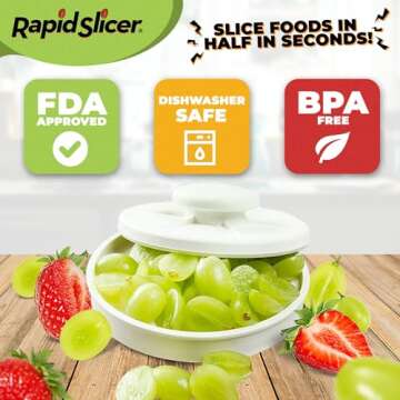 Rapid Slicer Vegetable Cutter - Bagel Slicer with Non-Slip Holder for Easy and Stable Slicing - Mult...