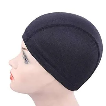 YANTAISIYU 5 Pcs/Lot Black Dome Cap Wig Caps Stretchy Wig Cap with Wide Elastic Band for Making Wig (Dome Cap M)