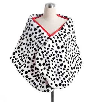 Pistha Dalmatian Scarf Women Faux Dalmation Stole Black White Coat Fancy Dress Costume for Halloween...