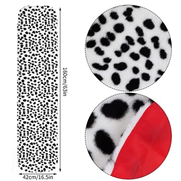 Pistha Dalmatian Scarf Women Faux Dalmation Stole Black White Coat Fancy Dress Costume for Halloween Cosplay Costume Accessories