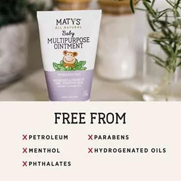 Matys Multipurpose Baby Ointment, All Over Gentle Skin Protection for Newborns & Up, Soothes Dry Irritated Skin, Diaper Area, Dry Scalp, Drool Irritation, Petroleum Free, 2 Pack, 3.75 oz each tube
