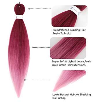 Ombre Red Pre-Stretched Braiding Hair - 26 inch Extensions