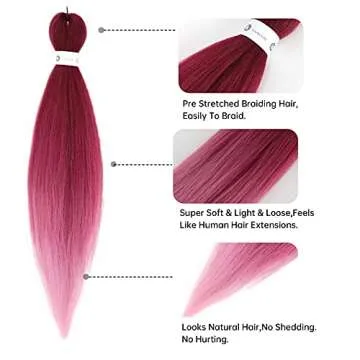 Ombre Red Pre-Stretched Braiding Hair - 26 inch Extensions