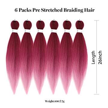 Ombre Red Pre-Stretched Braiding Hair - 26 inch Extensions