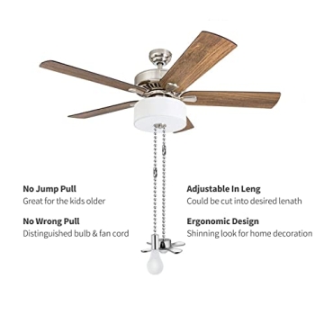 Stylish Ceiling Fan Pull Chain Set - 2pcs, Nickel Finish