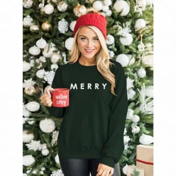 Gliglitter Women's Merry Christmas Sweatshirt for Holiday Joy