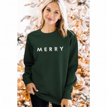 Gliglitter Women's Merry Christmas Sweatshirt for Holiday Joy