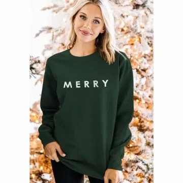 Gliglitter Women's Merry Christmas Sweatshirt for Holiday Joy