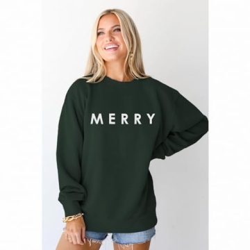 Gliglitter Women's Merry Christmas Sweatshirt for Holiday Joy