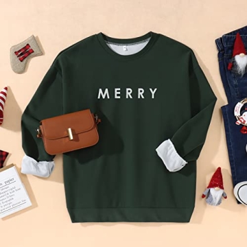 Gliglitter Women's Merry Christmas Sweatshirt for Holiday Joy