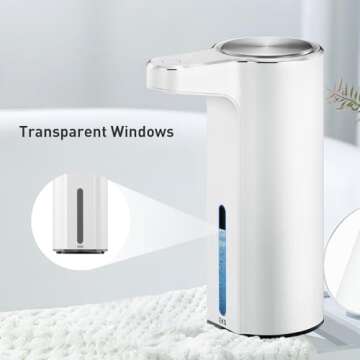 EKO Aroma Touchless Automatic Soap Dispenser for Bathroom and Kitchen, Liquid Hand Soap Dispenser, Water-Resistant and Rechargeable, 9 fl oz (White)