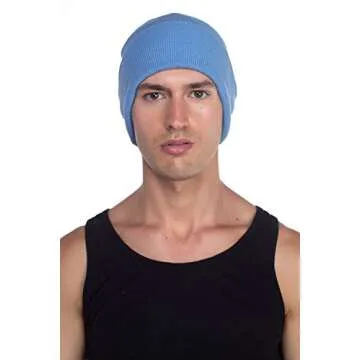 Beanie Men Women - Unisex Cuffed Plain Skull Knit Hat Cap, Sky