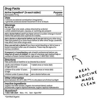 Genexa Senna Laxative Tablets | Irregularity & Constipation Relief | Effective Gentle, Overnight Laxative | Free of Talc | Certified Organic & Non-GMO | 50 Tablets