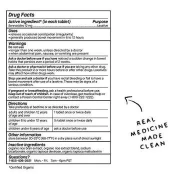 Genexa Senna Laxative Tablets | Irregularity & Constipation Relief | Effective Gentle, Overnight Laxative | Free of Talc | Certified Organic & Non-GMO | 50 Tablets