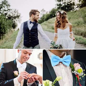 Mochabao Men's Bow Tie Elegant Pre-tied Bow Ties Adjustable for Adult on Formal Suit in Wedding Christmas Party Family Photos (Green, Large)