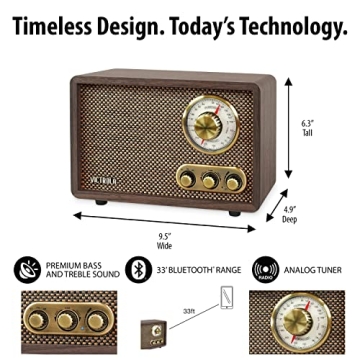 Victrola Retro Wood Bluetooth Radio - Vintage Elegance