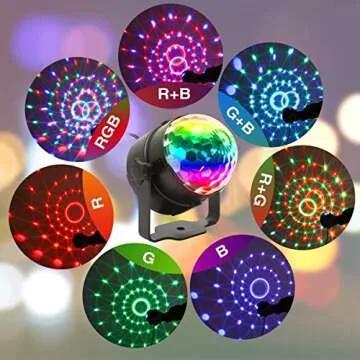 Party Lights - Sound Activated Disco Ball with Remote Control, 7 Color Modes, RGB Strobe for Events