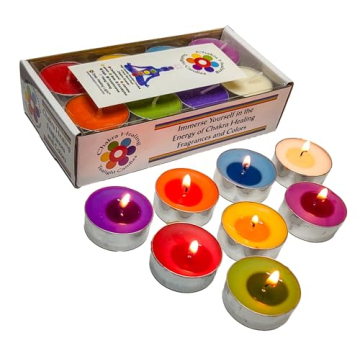 Chakra Colored & Scented Tealight Candles, 16 Pcs - Perfect for Home Decor, Relaxation, Meditation, ...